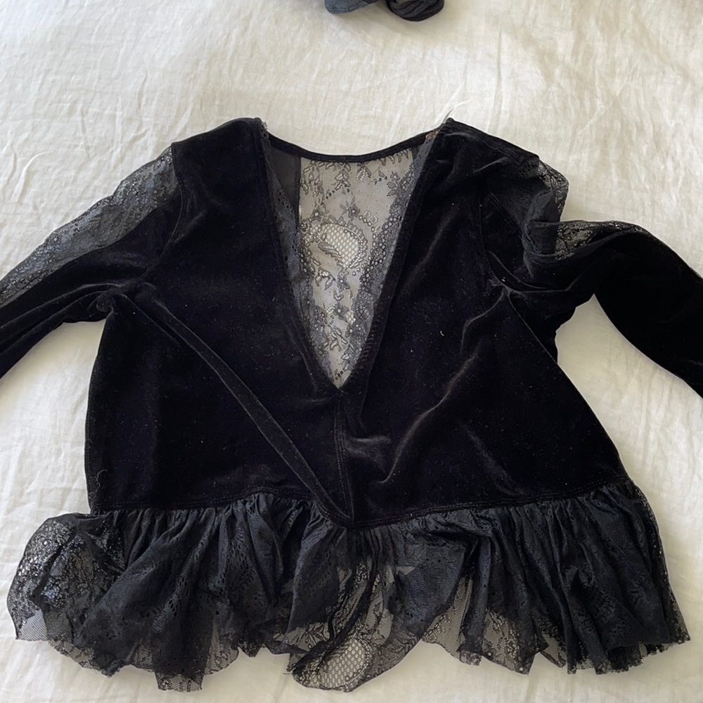 Free people velvet and lace sweater
